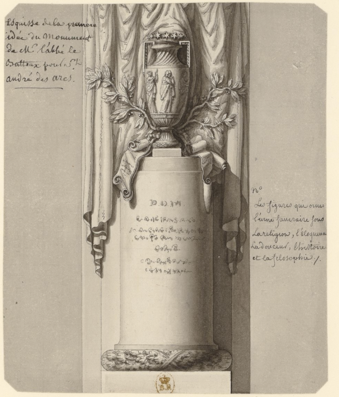 Figure 4 : Jean-Jacques Lequeu, Esquisse de la premere [sic] idée du monument de Mr l’abbé le Batteux pour St André des Arcs 