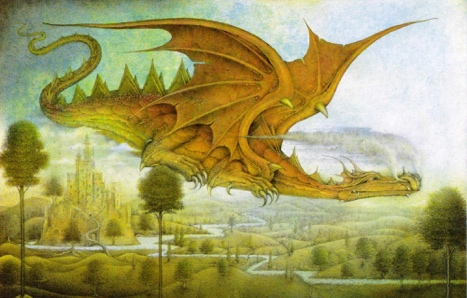 Figure 16 : Dragon survolant un paysage